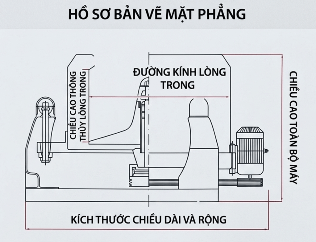 Sơ đồ mặt phảng m&aacute;y vắt ly t&acirc;m c&ocirc;ng nghiệp