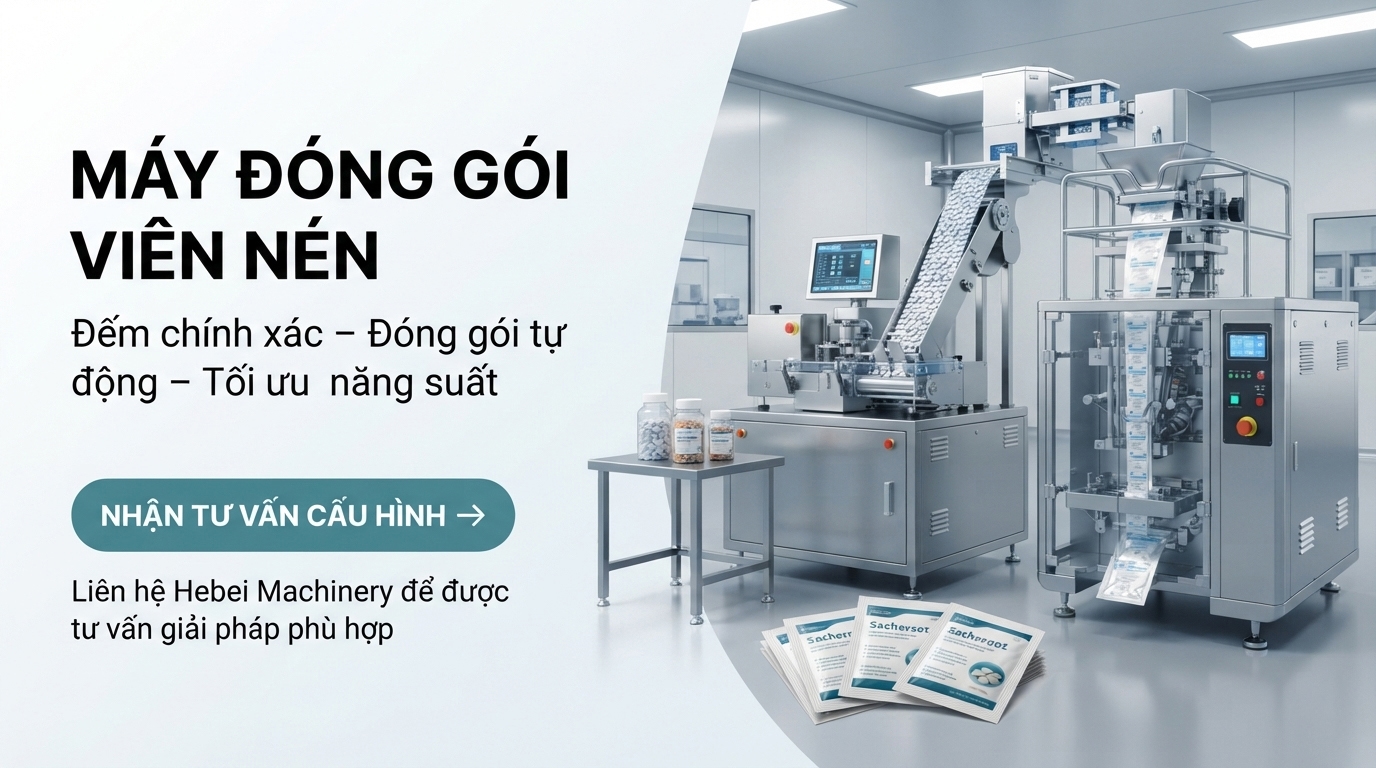 Máy đóng gói viên nén: Giải pháp cho TPCN, dược phẩm và thức ăn chăn nuôi dạng viên
